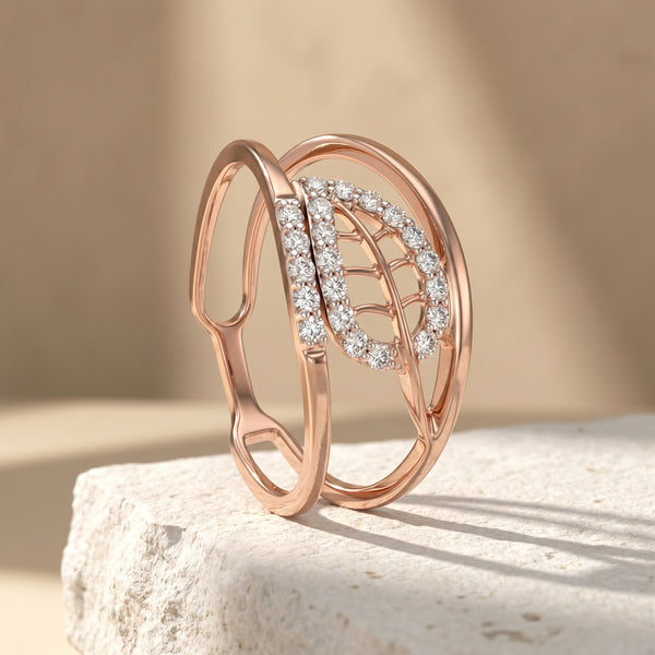 Dual Band Rose Gold Plated 18kt Diamond Ring