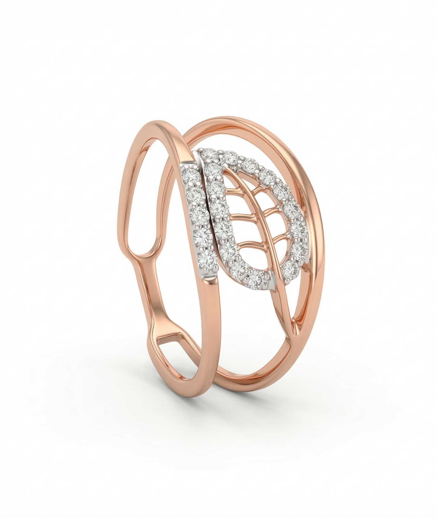 Dual Band Rose Gold Plated 18kt Diamond Ring