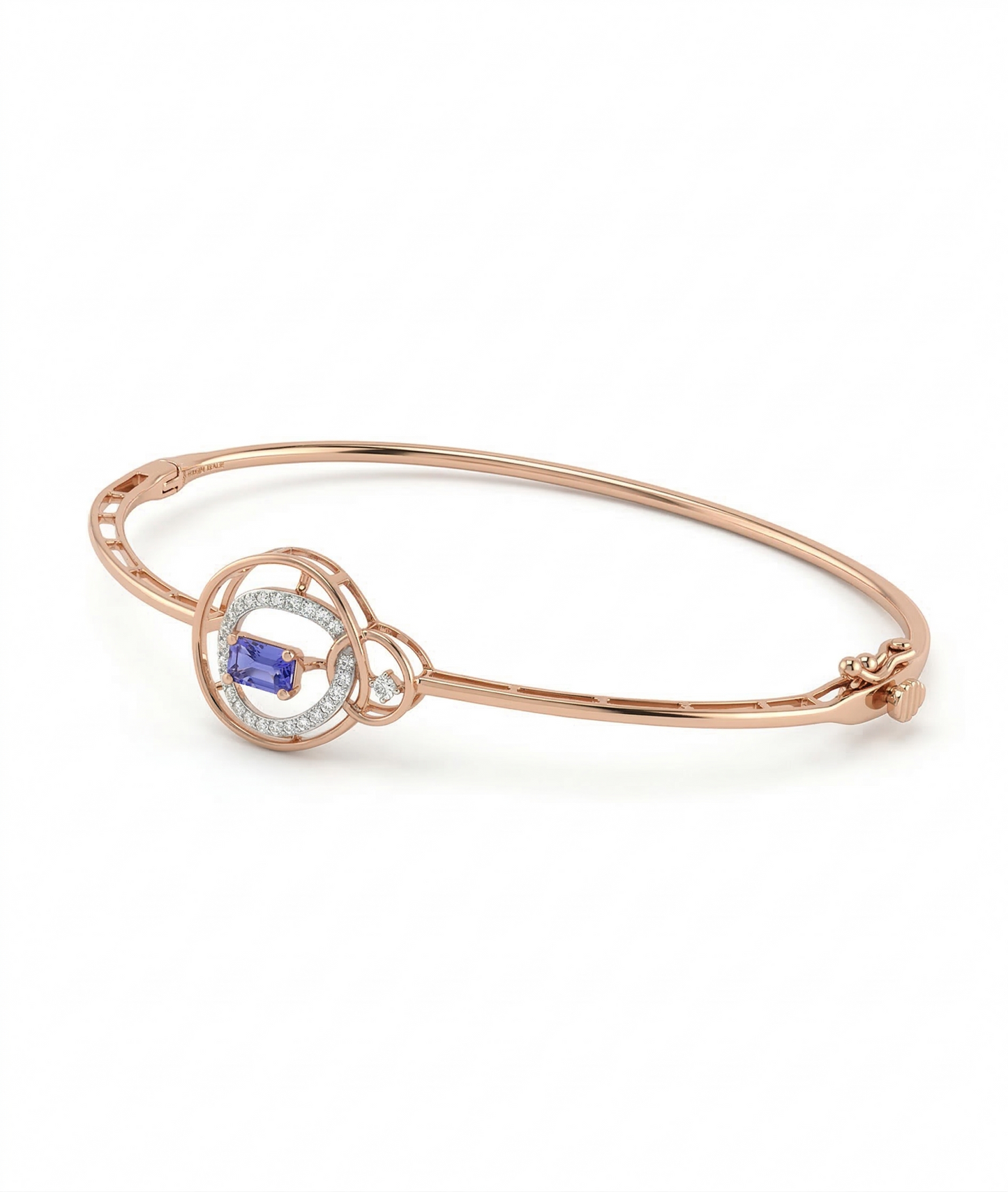 Tanzanite & Diamond Bangle in 18kt Rose Gold For Women  