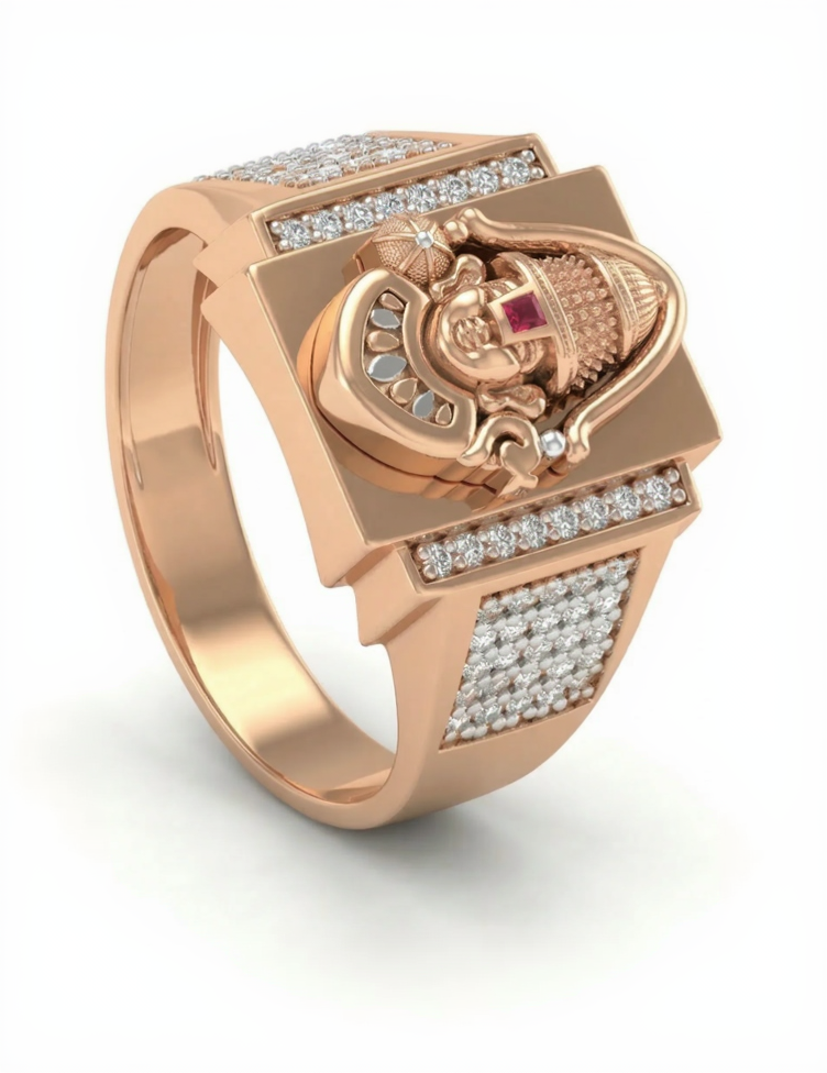 Divine Lord Venkatesha 18kt Diamond Ring for Men