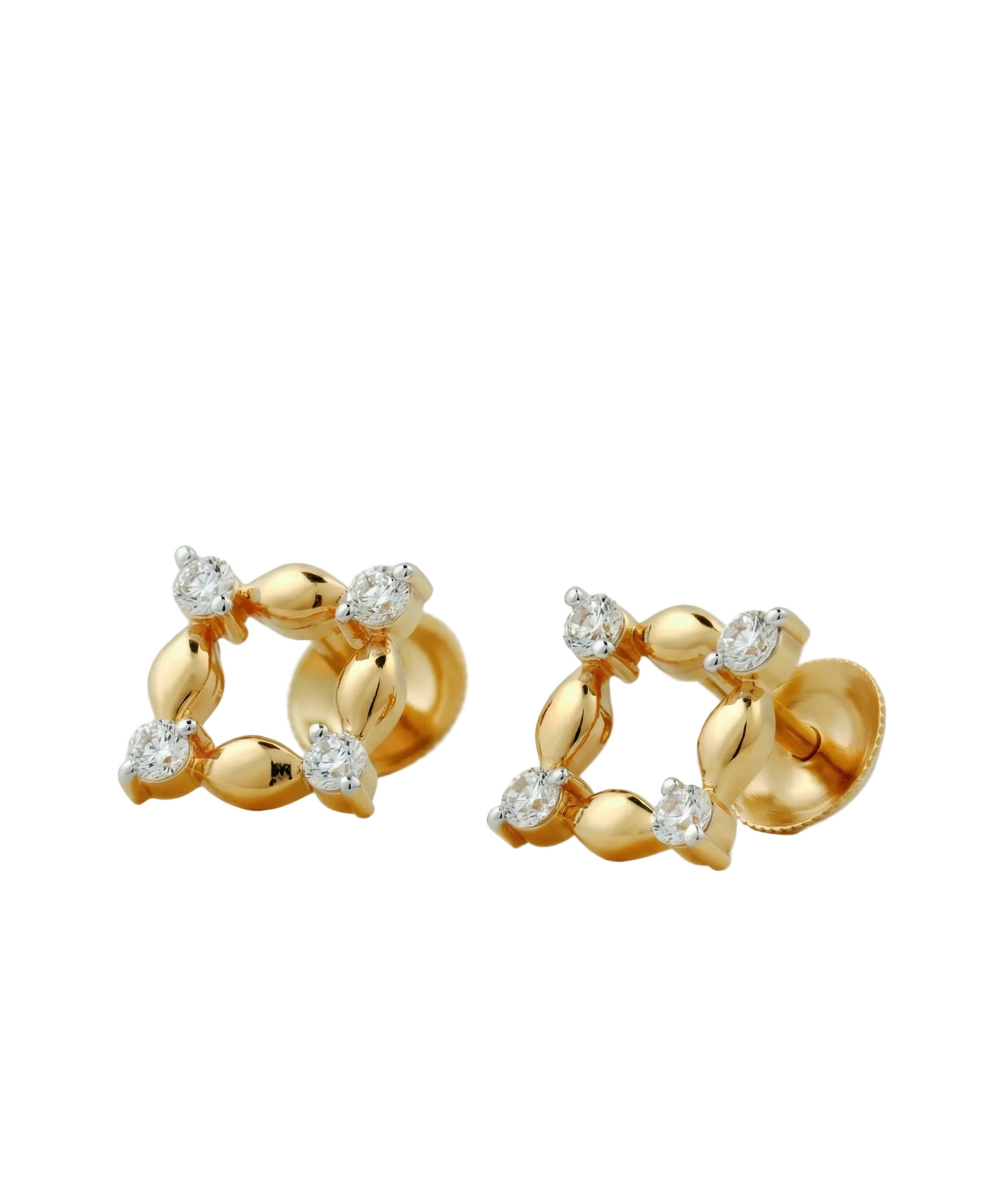 Twinkling Square 18kt Yellow Gold Diamond Earrings