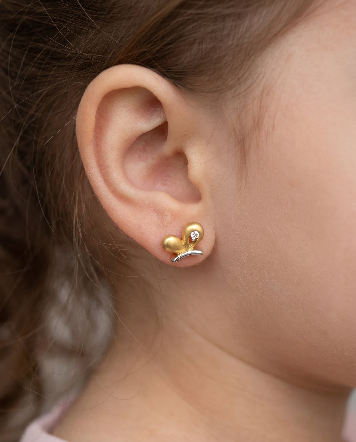 Titli Kids Butterfly 18kt Yellow Gold Diamond Earrings