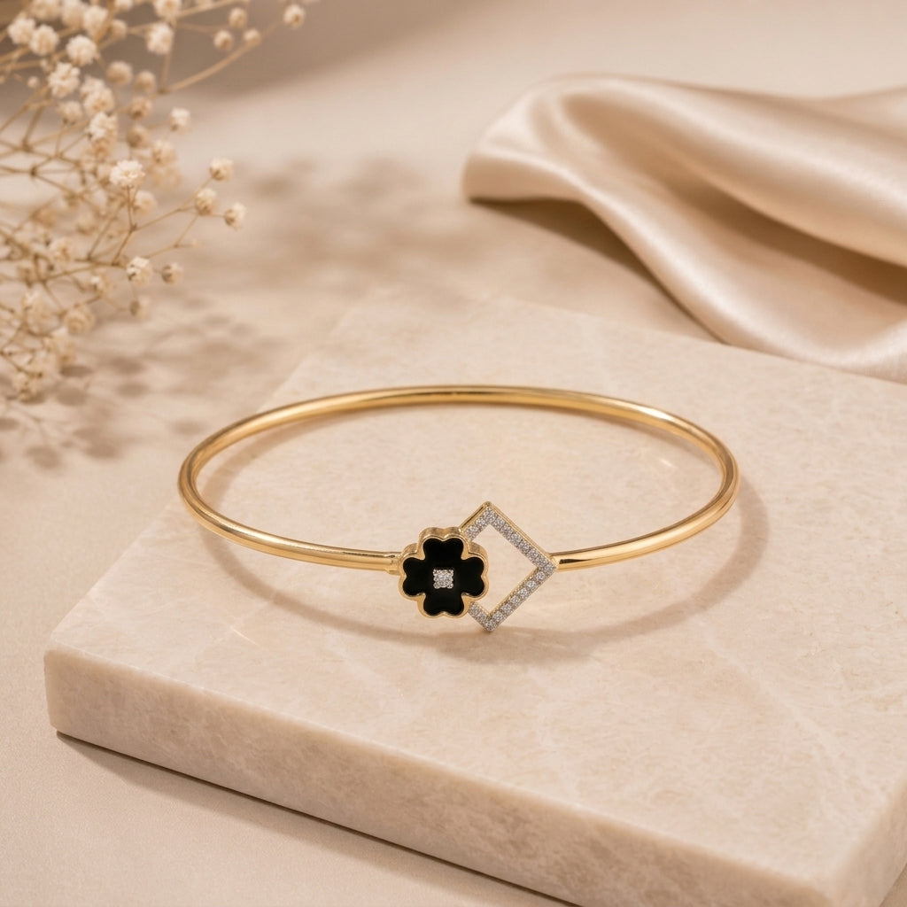 18KT Rose Gold Diamond Bangle Bracelet For Women