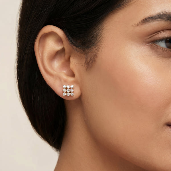Square Glow 18kt Diamond Earrings For Women