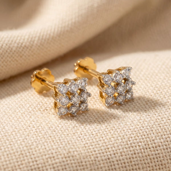 Square Glow 18kt Diamond Earrings For Women