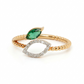 Emerald Dual Leaf 18kt Diamond Ring  for Women