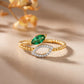 Emerald Dual Leaf 18kt Diamond Ring  for Women