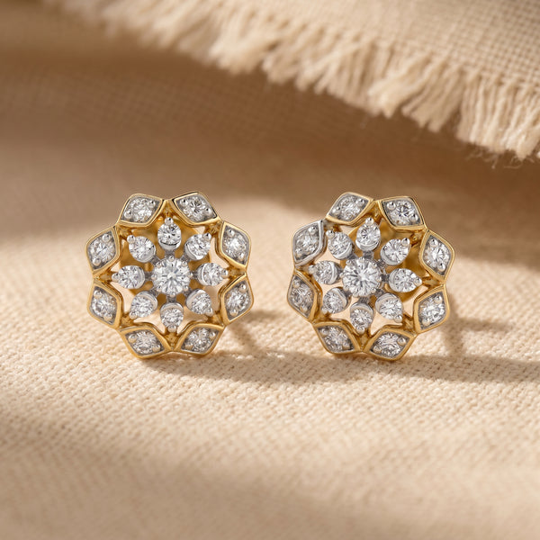 Heirloom Blossom 18kt Diamond Stud Earrings for Women