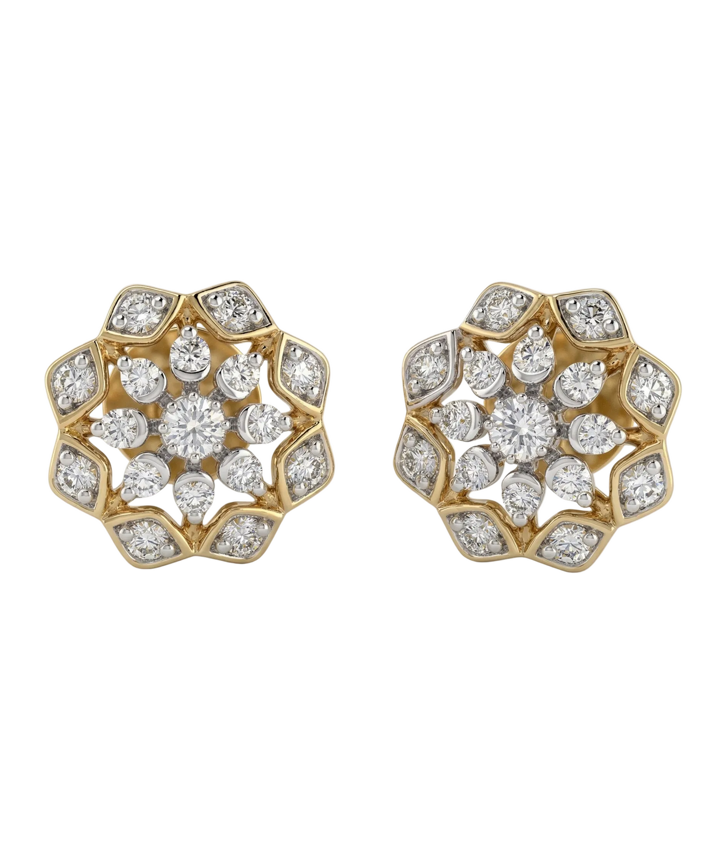 Heirloom Blossom 18kt Diamond Stud Earrings for Women