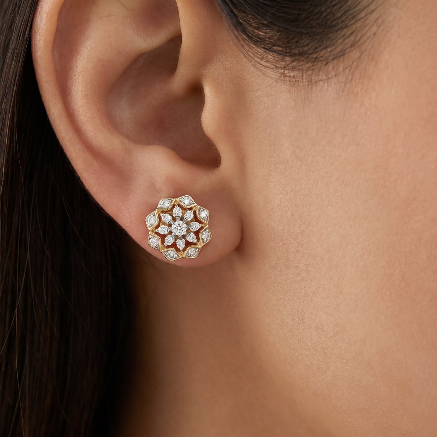 Heirloom Blossom 18kt Diamond Stud Earrings for Women