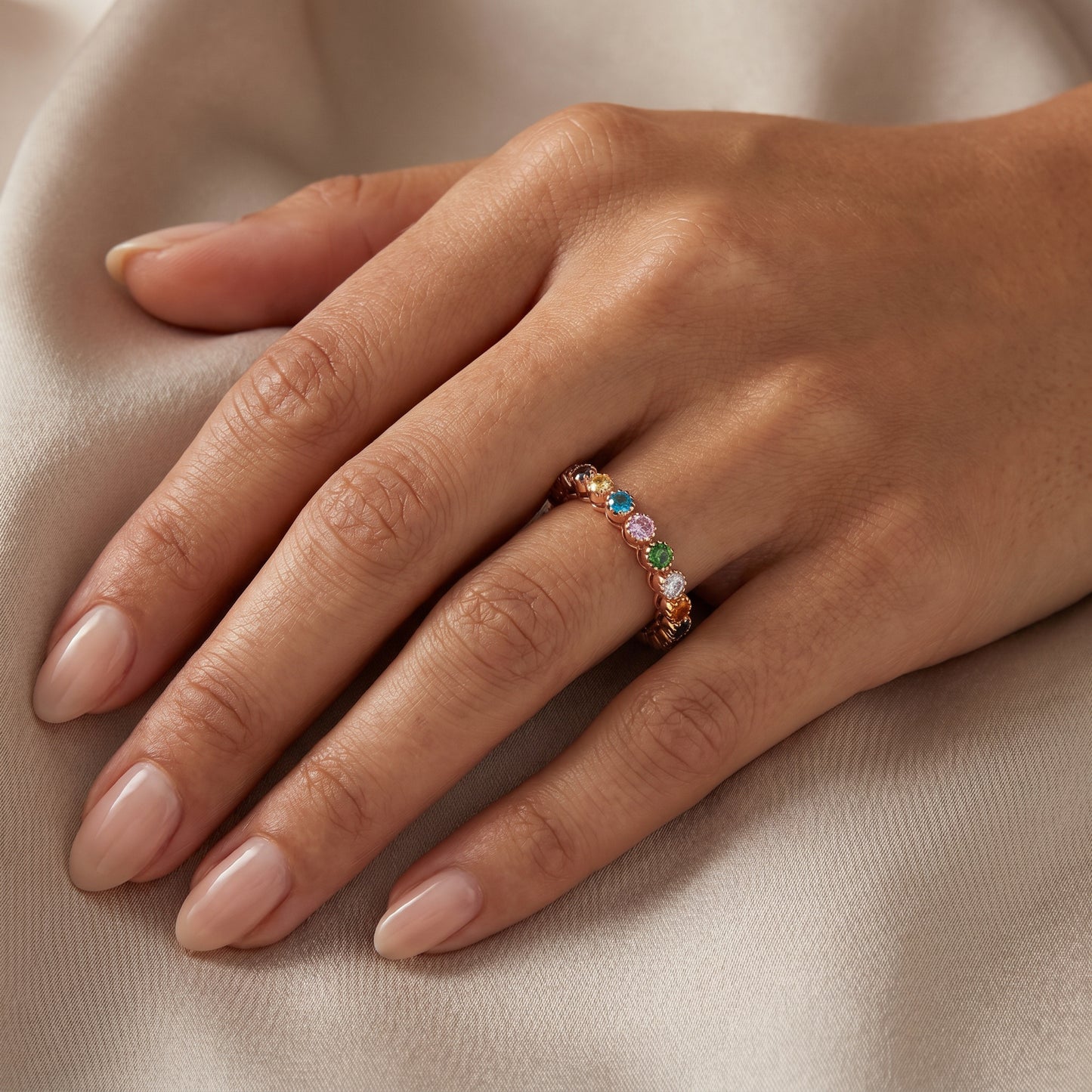 Multicolour Stones 18kt Wedding Gold Ring for Women