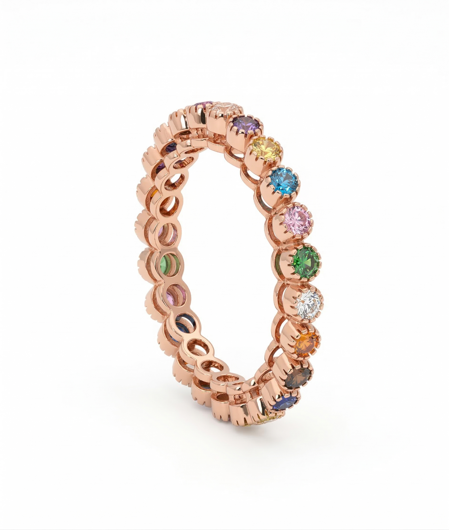 Multicolour Stones 18kt Wedding Gold Ring for Women