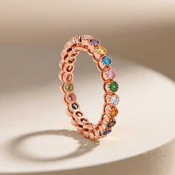 Multicolour Stones 18kt Wedding Gold Ring for Women