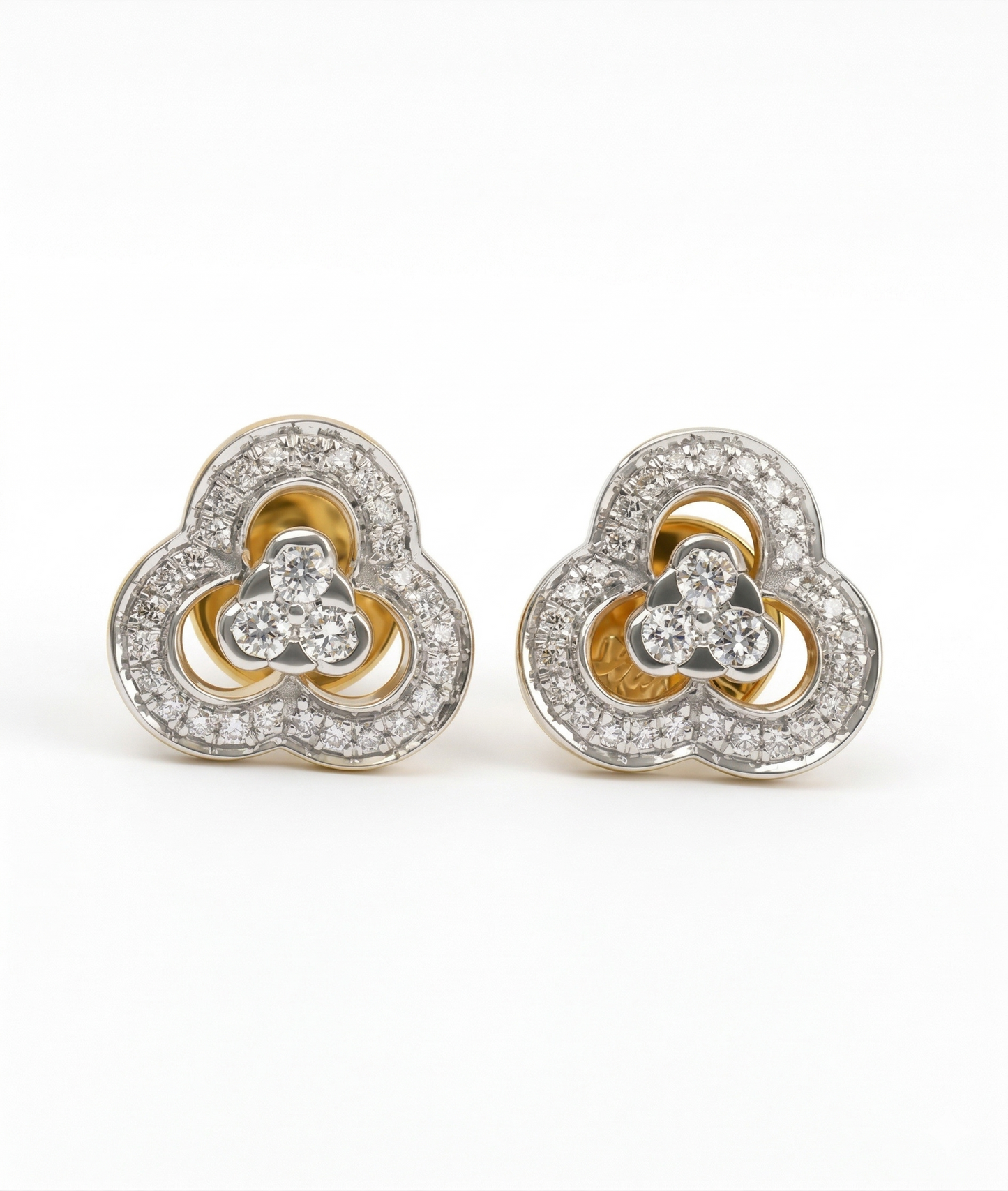 TriCurve Bloom 18kt Diamond Stud Earrings for Women