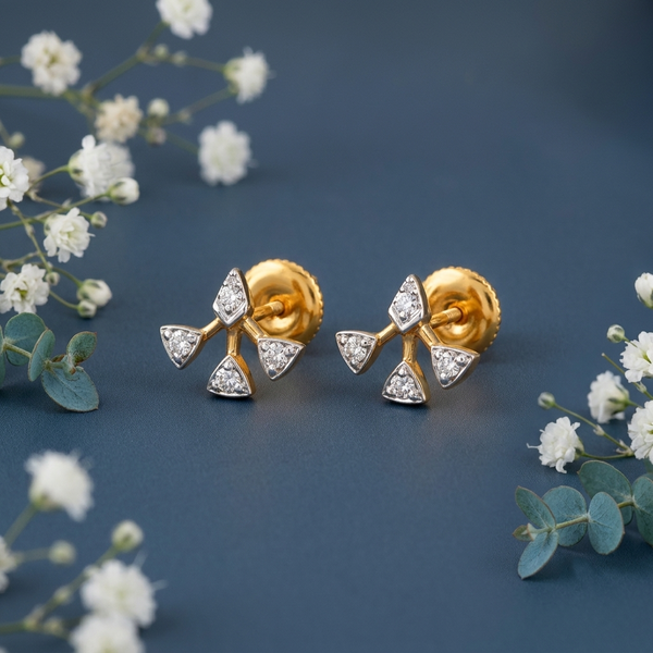 18Kt Gold Diamond Fan Stud Earrings