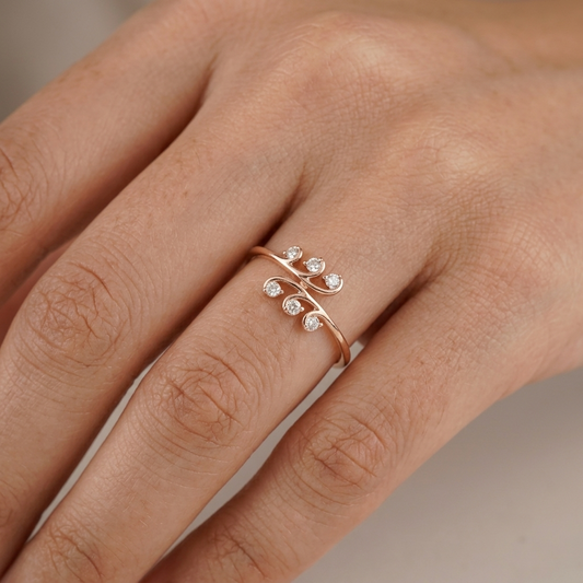 18KT Rose Gold Diamond Vine Ring for Women