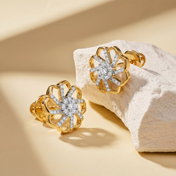 VeyaBloom 18kt Diamond Stud Earrings for Women