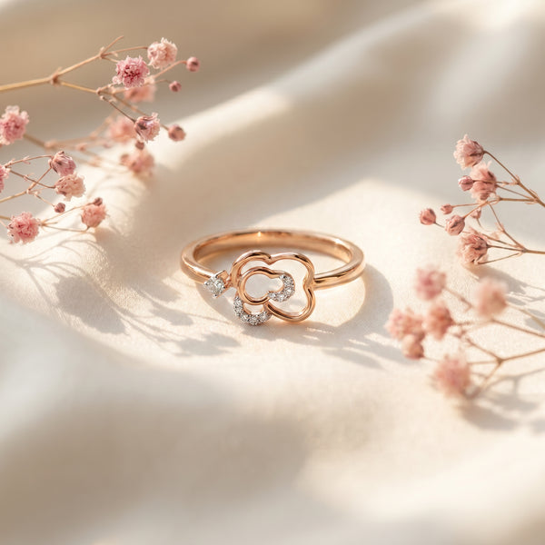 Open Floral 18kt rose Gold Daily Wear Diamond Ring