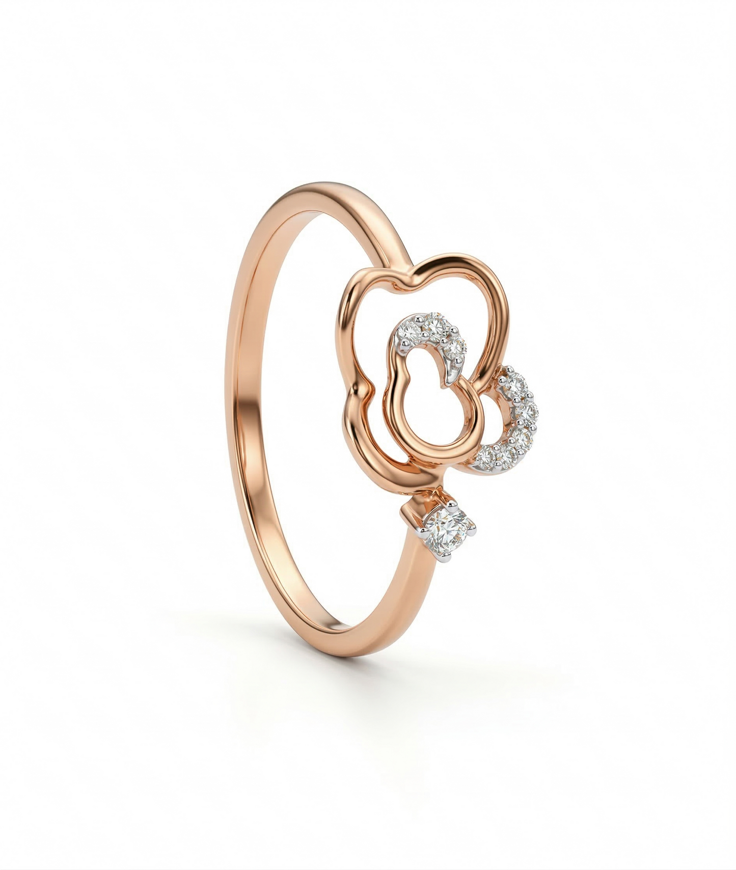 Open Floral 18kt rose Gold Daily Wear Diamond Ring