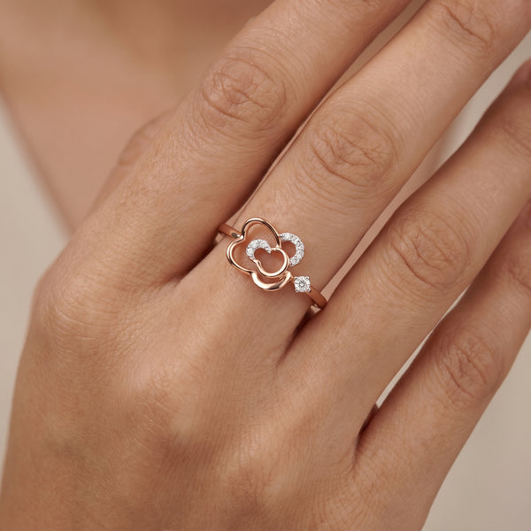 Open Floral 18kt rose Gold Daily Wear Diamond Ring