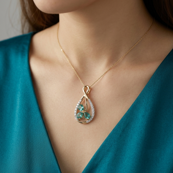 18KT Gold Diamond & Colour Stone Pendant