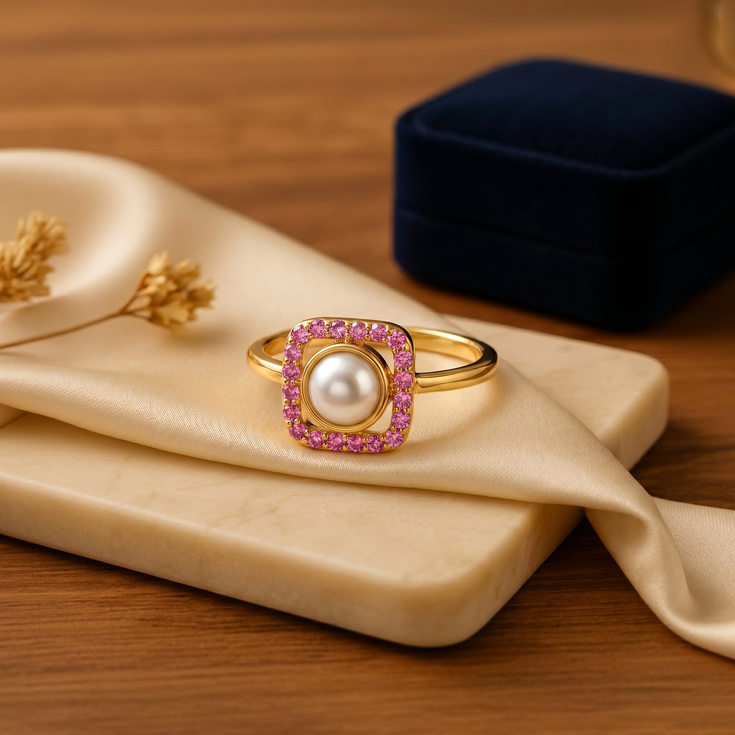 Pearl Square 18kt Diamond Ring for Women