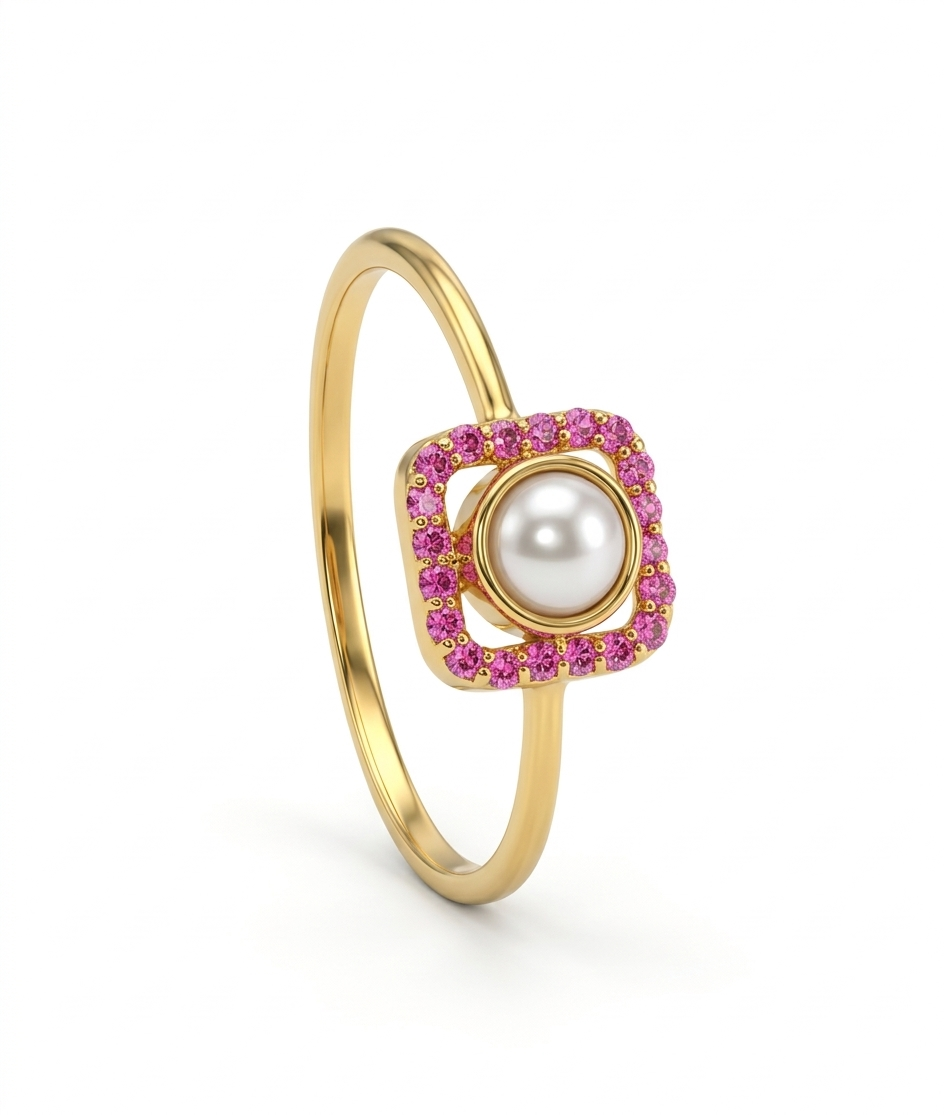 Pearl Square 18kt Diamond Ring for Women