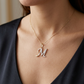 18KT Gold Diamond Initial "M" Pendant For Women