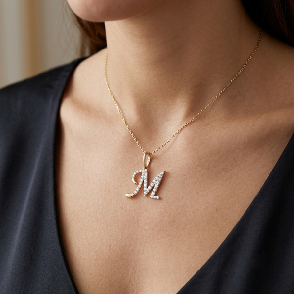 18KT Gold Diamond Initial 