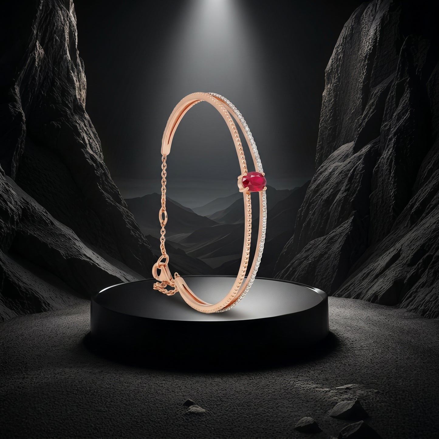 Ruby Solitaire Daily Wear Women's 18kt Diamond Bangle