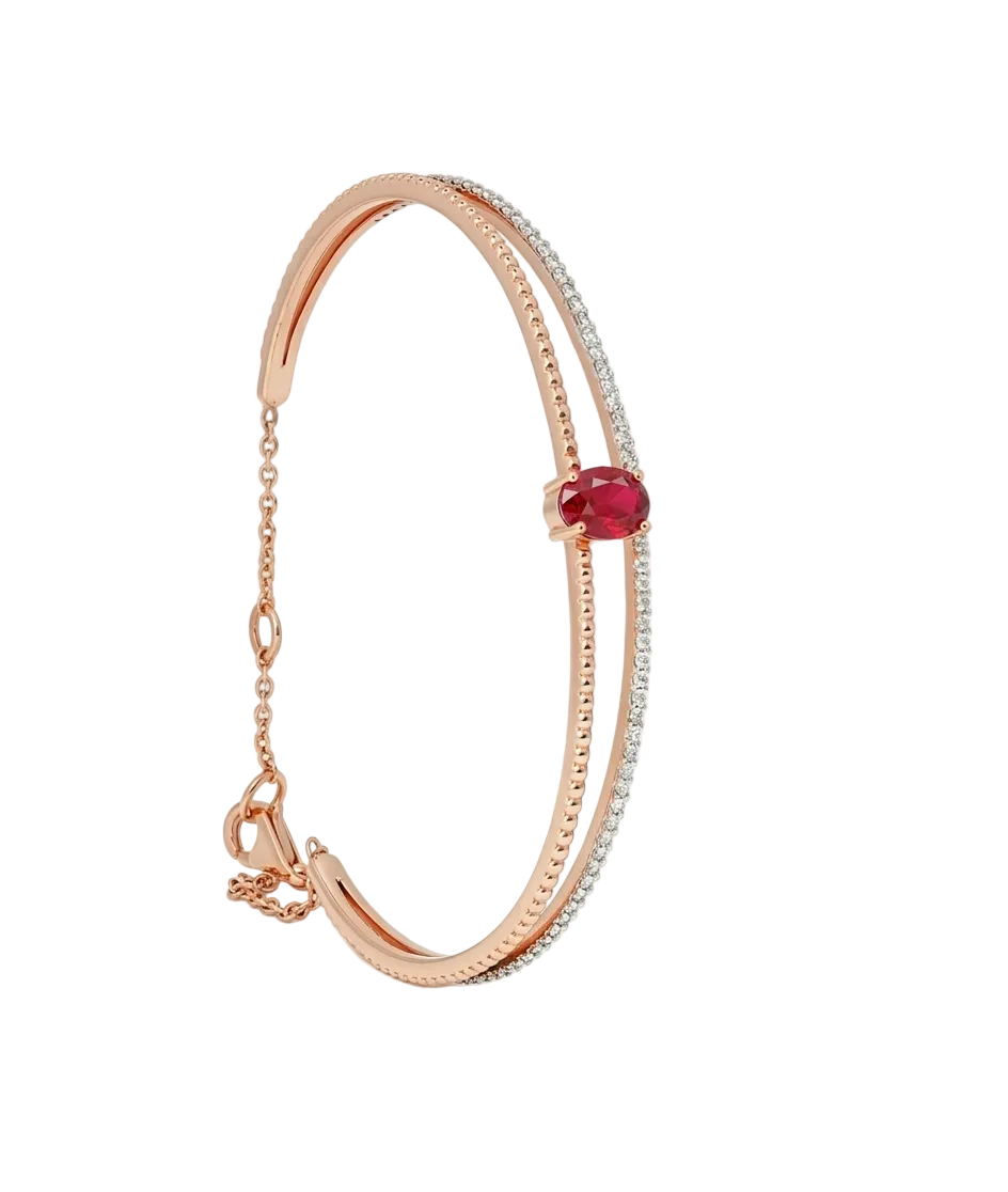 Ruby Solitaire Daily Wear Women's 18kt Diamond Bangle