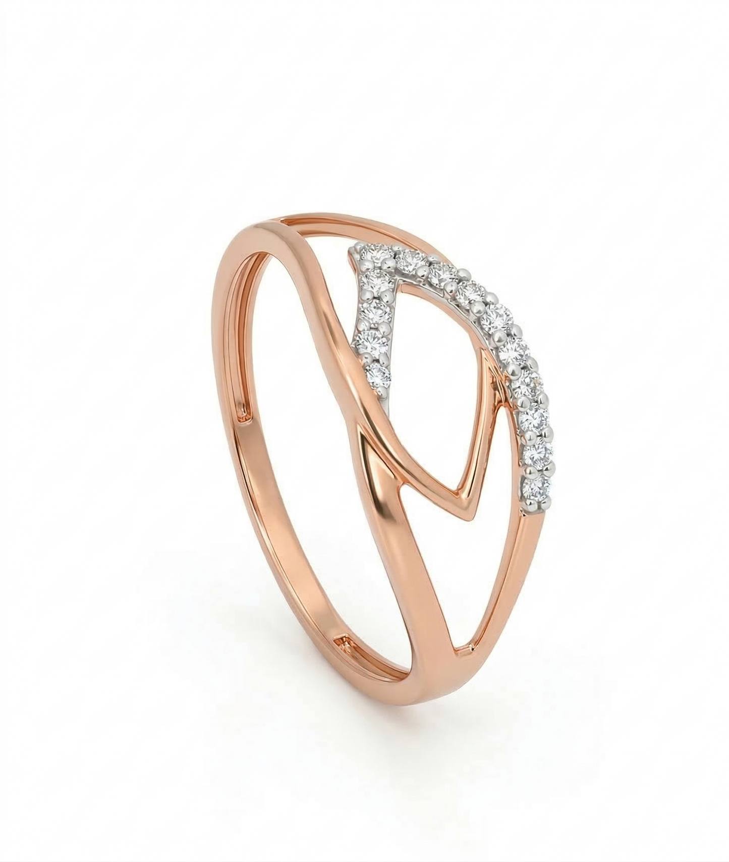 Leaf Interlock 18kt Rose Gold Daily Wear Diamond Ring