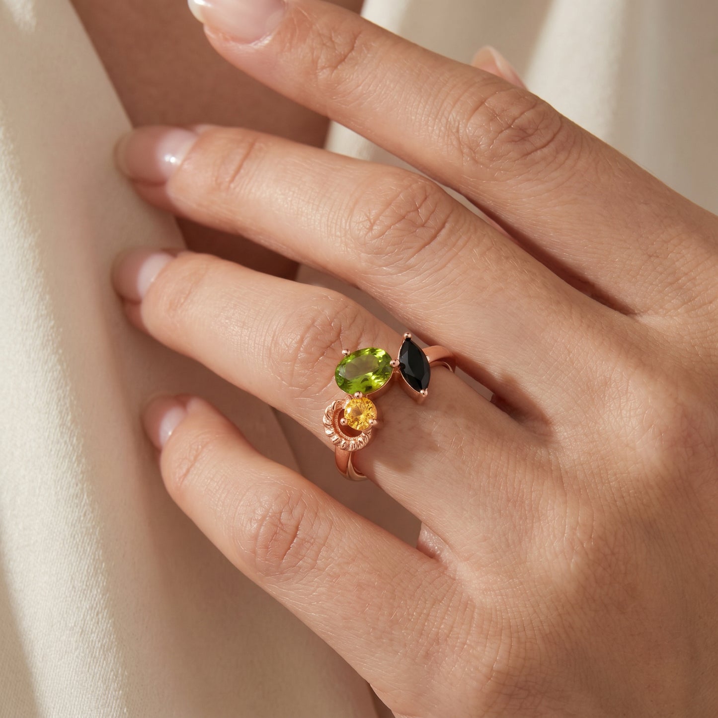 Trio Glow Colourful Gemstone 18kt Diamond Ring