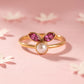 Bunny Pearl Pink Petal 18kt Gold Ring For Women