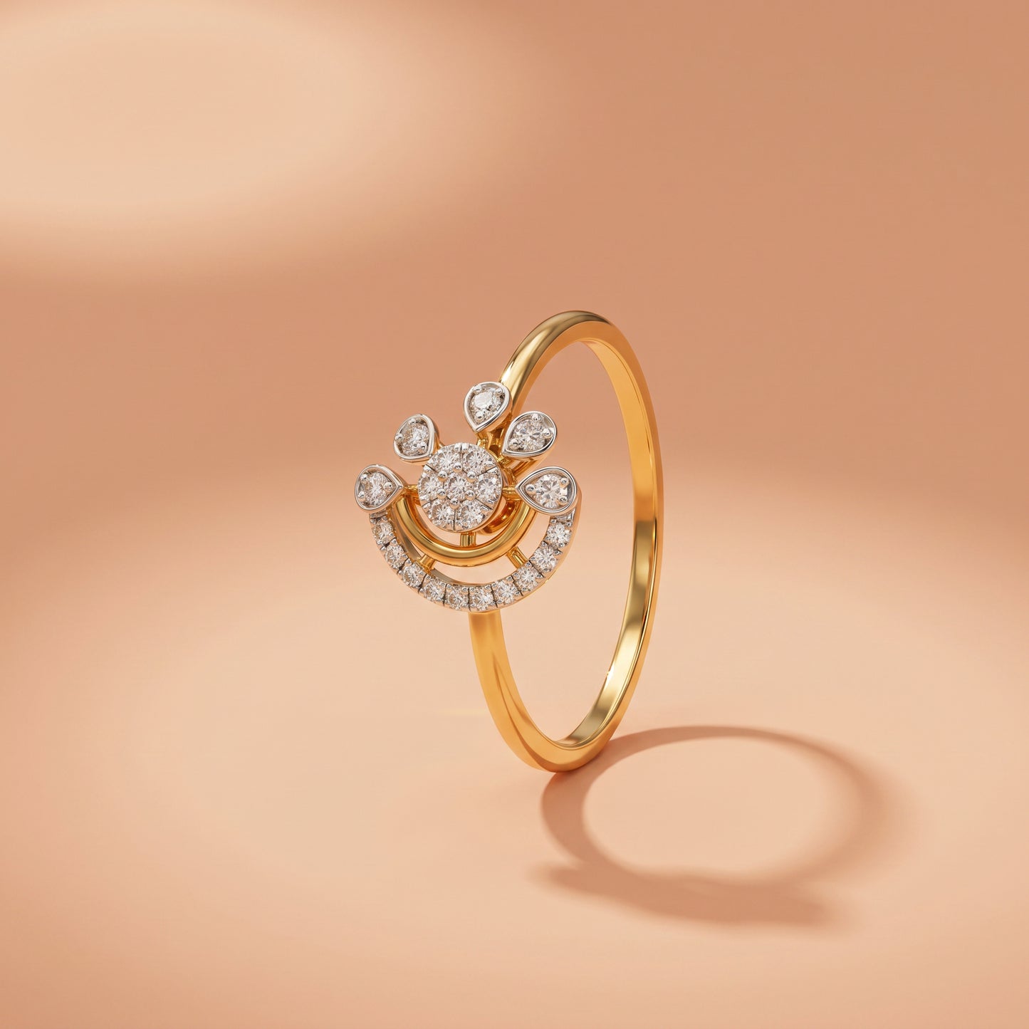 Crescent Crown 18kt Diamond Ring for Women