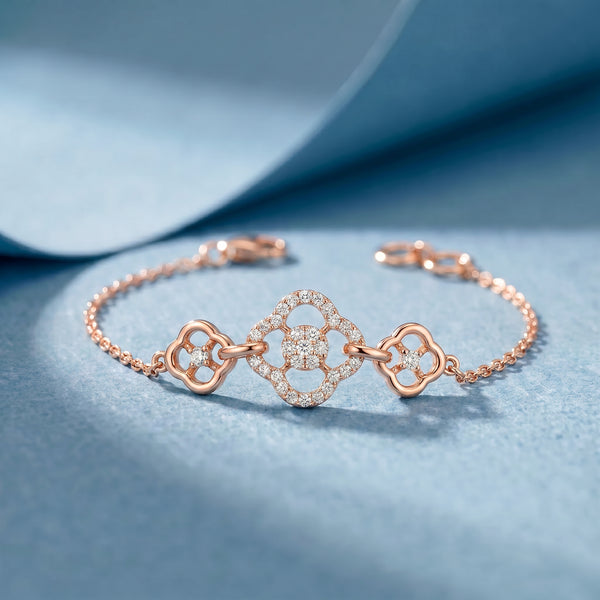 Floral Bloom 18KT Diamond Gold Bracelet For Women