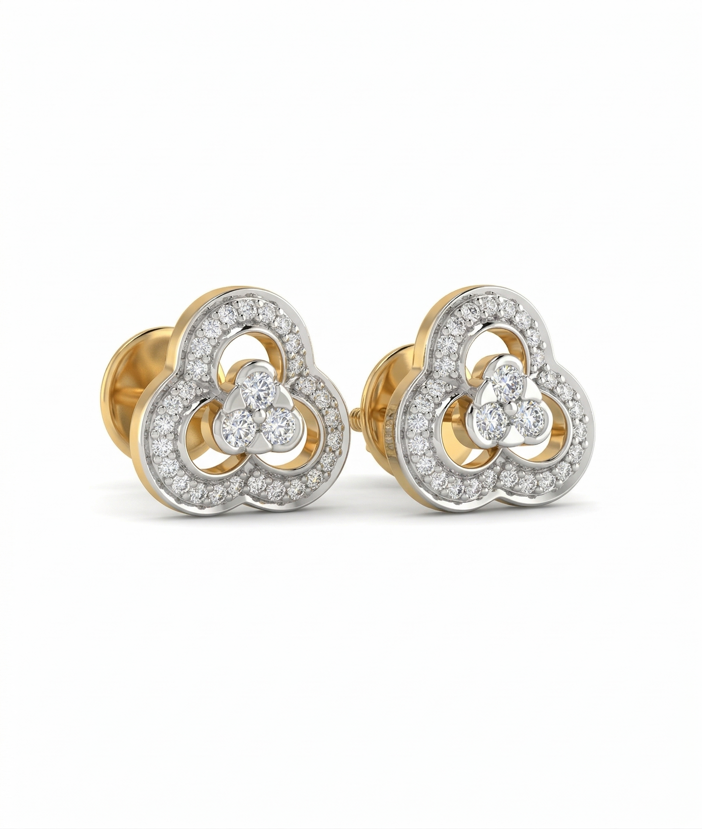 TriCurve Bloom 18kt Diamond Stud Earrings for Women