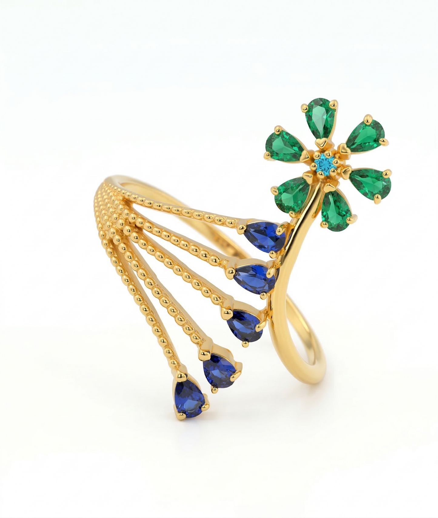 Floral Gem Designer 18kt Diamond Ring for Women