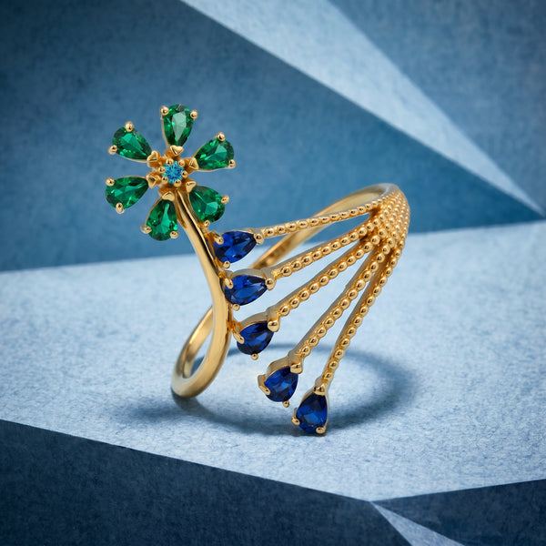 Floral Gem Designer 18kt Diamond Ring for Women