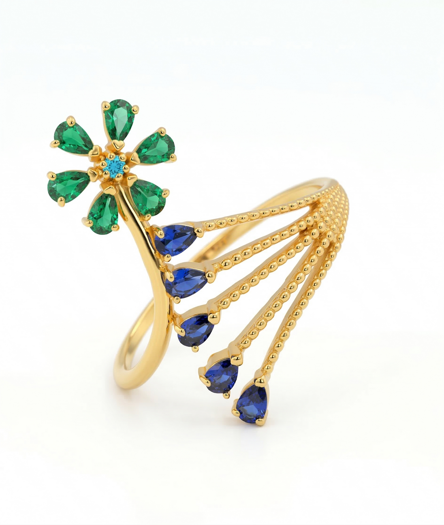 Floral Gem Designer 18kt Diamond Ring for Women