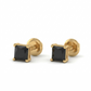 Bold Black Square 18kt Gold Stud Earrings for Women