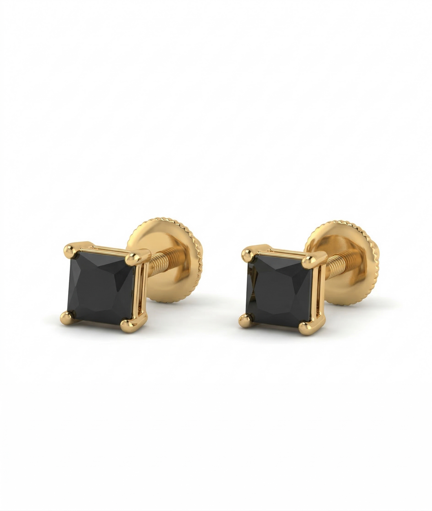 Bold Black Square 18kt Gold Stud Earrings for Women