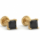 Bold Black Square 18kt Gold Stud Earrings for Women