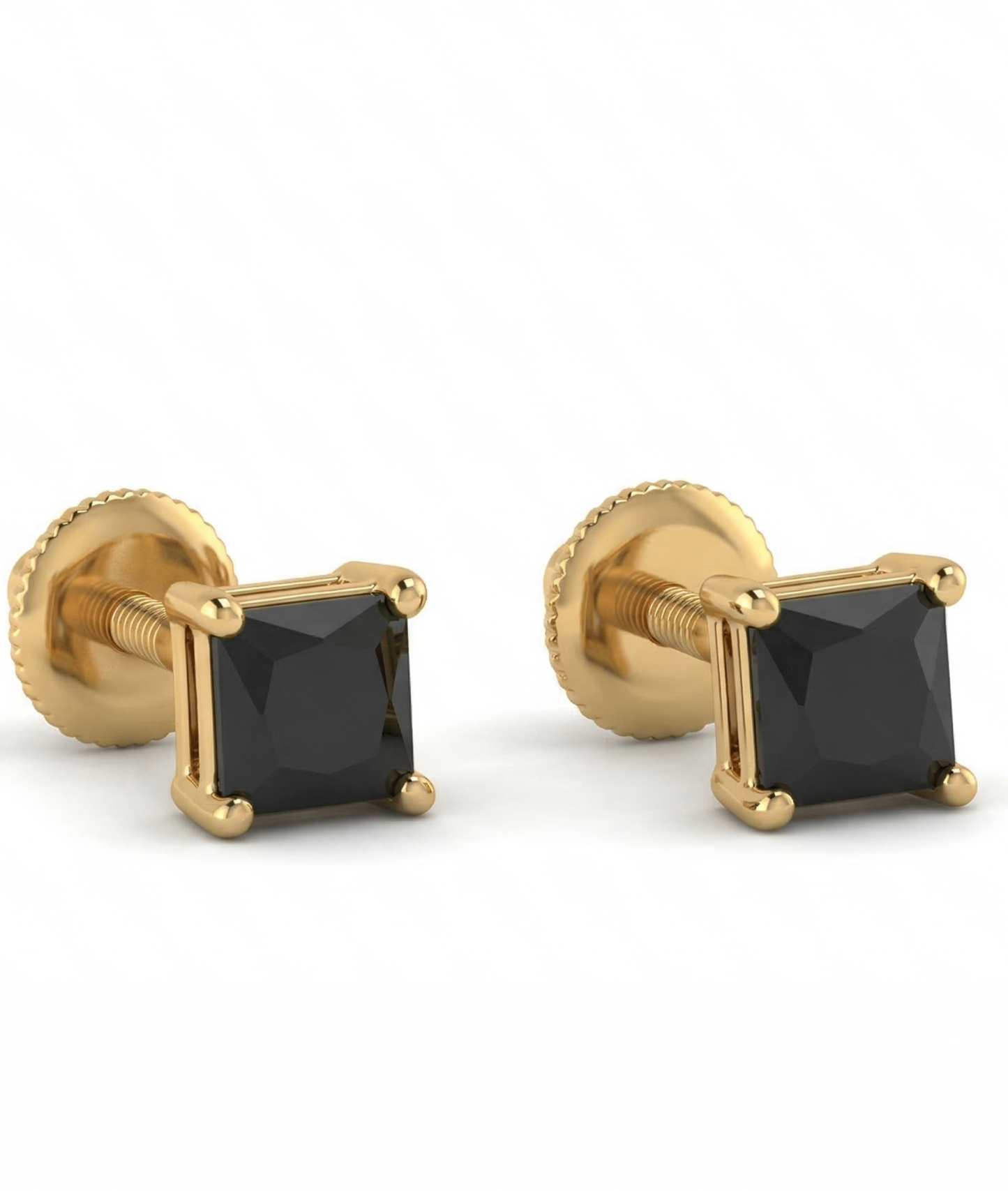 Bold Black Square 18kt Gold Stud Earrings for Women