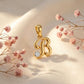 18kt Gold B Initial Daily Wear Diamond Pendant for Kids
