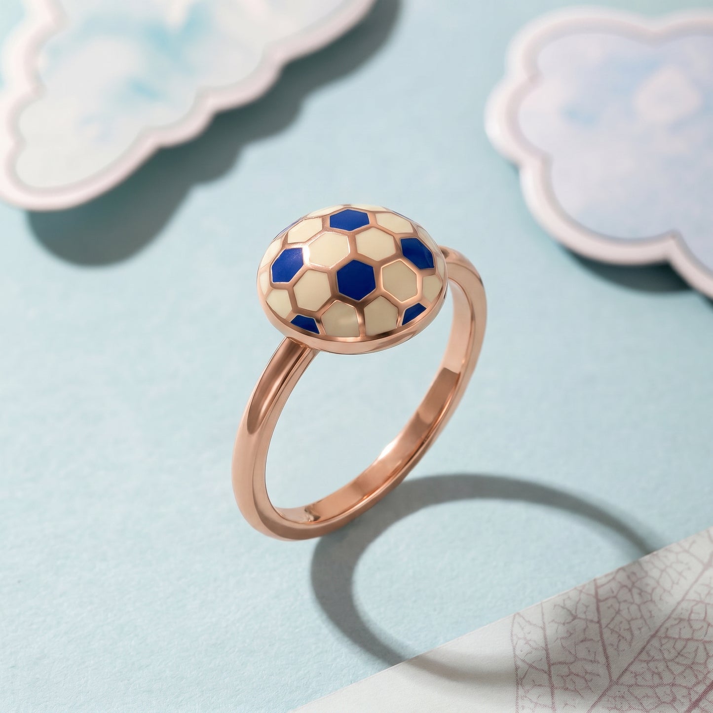 Goal! Kids Football Enamel 18kt Rose Gold Ring