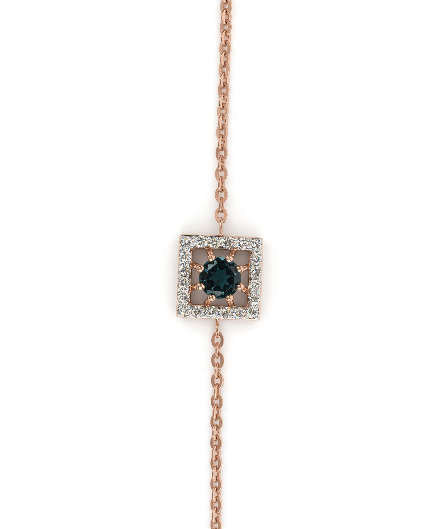 Teal Sapphire 18kt Gold Square Diamond Bracelet