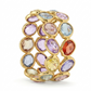 Pastel Mosaic Twin Band 18kt Gold Ring for Women