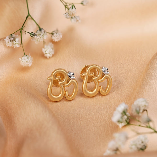 Om Sacred Gold 18kt Yellow Gold Stud Earrings