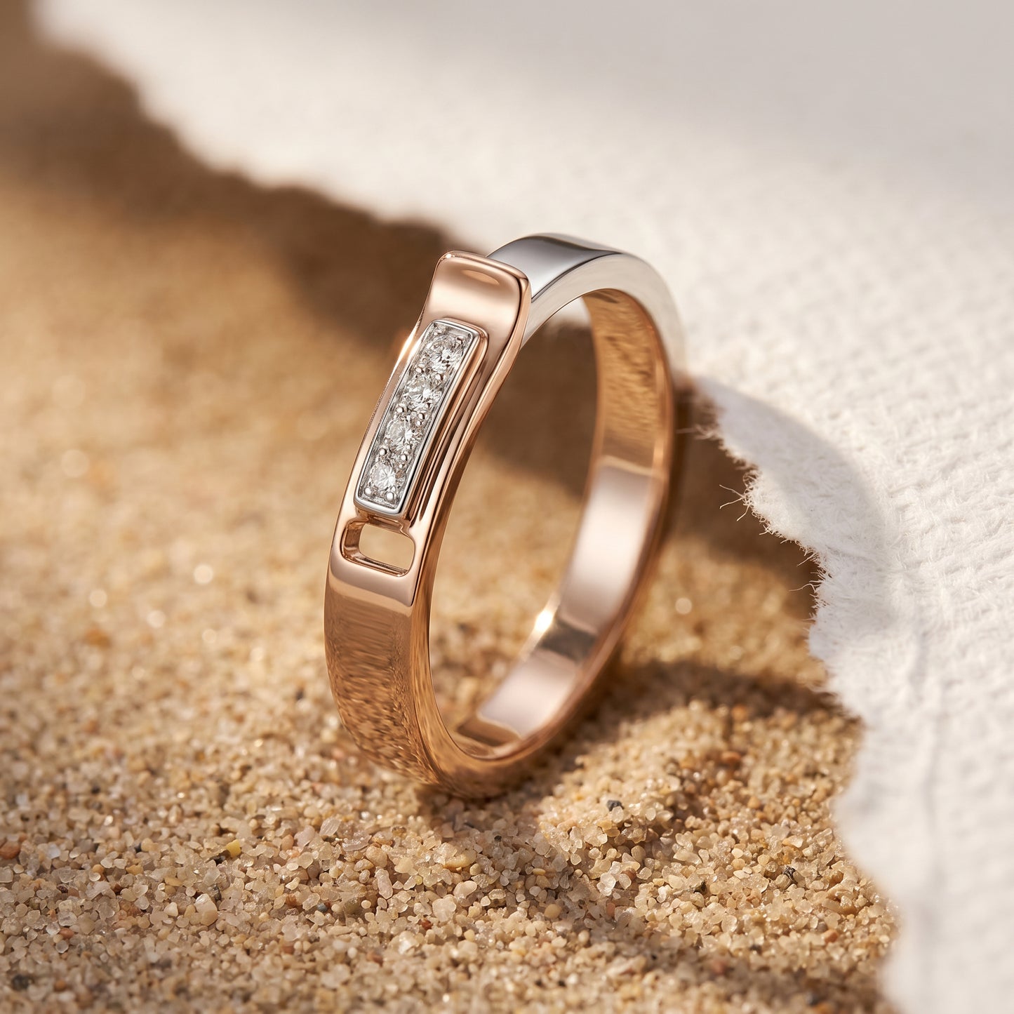 Valerio Dual Tone Bar 18kt Diamond Ring For Men